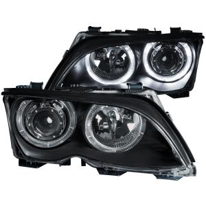 2002-2005 BMW 3 SERIES E46 4DR Anzo Projector Headlights - With Halo Black