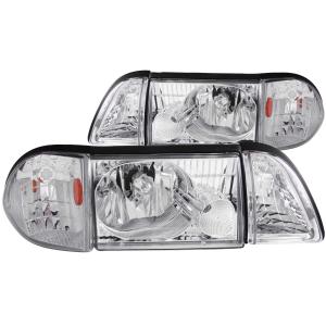 1987-1993 FORD  MUSTANG  Anzo Crystal Headlights - Chrome With Corner Lights - 2 - Piece