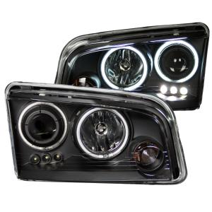 2006-2010 DODGE CHARGER  Anzo Projector Headlights - With Halo Black