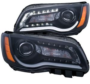 2011-2014 CHRYSLER 300  Anzo Projector Headlights - With Plank Style Design Black