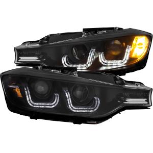 2012-2015 BMW 3 SERIES F30 Anzo Projector Headlights - With U-Bar Black