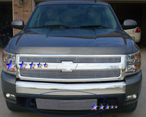 07-10 Silverado 1500 (Tow Hook Show) APS Polished Aluminum Lower Bumper Grille