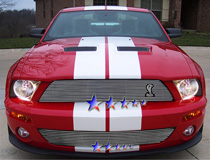 07-09 Mustang Shelby GT500 Logo showing APS Polished Aluminum Main Upper Grille