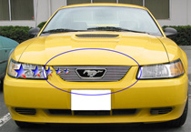 99-04 Mustang V6 V8 GT Logo Show APS Polished Aluminum Main Upper Grille