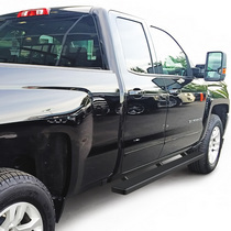 07-16 GMC Sierra (1500 Ext Cab/ Double Cab Incl. Diesel models with DEF tanks), 07-16 Chevy Silverado (1500 Ext Cab/ Double Cab Incl. Diesel models with DEF tanks) APS iStep Running Boards - 4 Inch, Black Finish