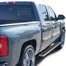 01-13 GMC Sierra (1500 HD Crew Cab ), 01-14 Chevy Silverado (2500 HD Crew Cab ), 01-14 GMC Sierra (2500 HD Crew Cab ), 01-13 Chevy Silverado (1500 HD Crew Cab ) APS iStep Running Boards - 4 Inch, Hairline Finish