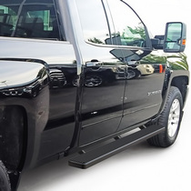 07-16 GMC Sierra (1500 Ext Cab/ Double Cab Incl. Diesel models with DEF tanks), 07-16 Chevy Silverado (1500 Ext Cab/ Double Cab Incl. Diesel models with DEF tanks) APS iStep Running Boards - 5 Inch, Black Finish