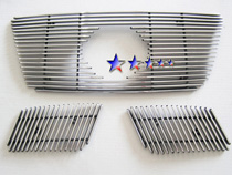 08-10 Pathfinder w/ Logo Opening APS Polished Aluminum Main Upper Grille