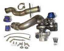 Mitsubishi EVO8 Stage 3 (Fits all EVO 6.5 through EVO9) Version 2 ATP's GT3040R Polished Turbo Upgrade Kit With .82 A/R Turbine Housing - Red Tial 44mm Wastegate / Blue Silicone Connectors