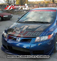 06-08 Civic 2DR B-Magic Carbon Fiber Hoods - Raiden Series