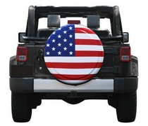 All Jeeps (Universal), All SUVs (Universal) Boomerang Enterprises 32' American Flag Tire Cover - Rigid Cover - Red, White and Blue