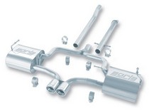 04-06 Mini Cooper S 1.6L SC 4CYL AT/MT FWD 2DR Borla Stainless Steel Cat-Back Exhaust System, Pipe Diameter 2.25”/2”, Tip Size 3.14” RD x 5”, Tip Style Dual Round Rolled Angle Cut