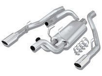 09-11 Ram 1500 5.7L V8 RWD 4DR CC SB Borla Stainless Steel Cat-Back Exhaust System, Under Bumper, Pipe Diameter 3”/2.5”, Tip Size 4” RD x 12”, Tip Style Single Round Rolled Angle Cut