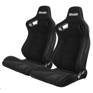 Universal (Can Work on All Vehicles) Elite Series Sport Seats - Black Cloth (Grey Stitching)