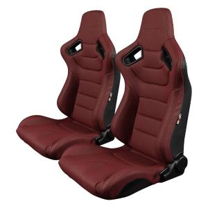 Universal (Can Work on All Vehicles) Braum Racing Elite Series Racing Seats - Maroon Leatherette