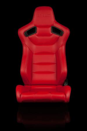 Universal (Can Work on All Vehicles) Elite Series Sport Seats - Red Leatherette (Black Stitching)