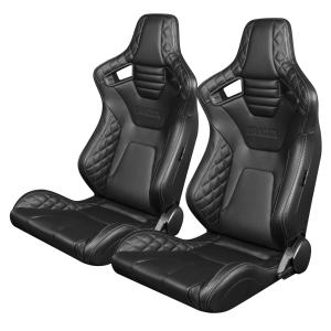 Universal (Can Work on All Vehicles) Elite-X Series Sport Seats - Black Diamond / Carbon Fiber (Grey Stitching)