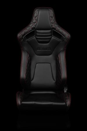 Universal (Can Work on All Vehicles) Elite-X Series Sport Seats - Black Diamond / Carbon Fiber (Red Stitching)