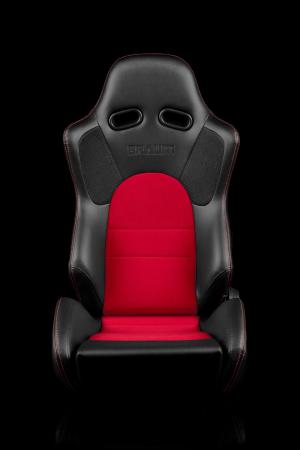 Universal (Can Work on All Vehicles) Braum Racing Advan Series Racing Seats - Red Stitches