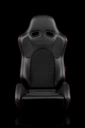 Universal (Can Work on All Vehicles) Braum Racing Advan Series Racing Seats - Black with Red Stitching