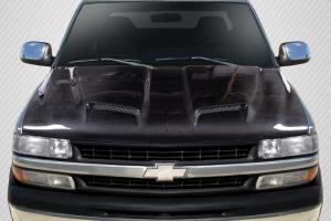 1999-2002 Chevrolet Silverado, 2000-2006 Chevrolet Tahoe, 2000-2006 Chevrolet Suburban Carbon Creations Dual Ram Air Hood - 1 Piece