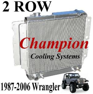 87-04 YJ 2.4, 2.4, V4, 4.0, 4.2, V6 Champion Aluminum Radiator - 2 Row