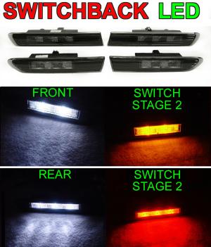 2004-2008 Acura Tl DEPO 4-Piece Smoke Front + Rear Side Marker Lights - Switch Back - White/Amber+Red