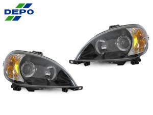 1998-2001 Mercedes W163 DEPO Black Projector Headlights Set - For Halogen Model