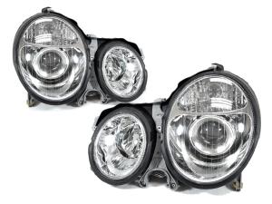 2000-2002 Mercedes W210 E-Class DEPO Chrome Projector Headlights - Us Spec