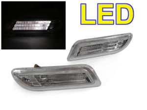 1998-2003 Mercedes W208 Clk, 98-04 R170 Slk DEPO Crystal Clear White LED Bumper Side Marker Lights