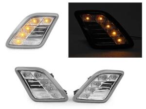 2010-2013 Mercedes W221 S-Class DEPO Crystal Clear Amber LED Bumper Side Marker Lights