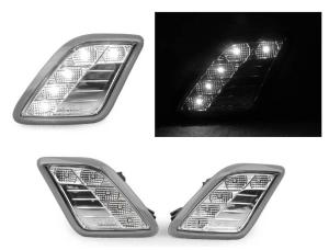 2010-2013 Mercedes W221 S-Class DEPO Crystal Clear White LED Bumper Side Marker Lights