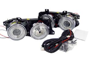 1989-1996 Bmw E34 5 Series, 88-94 E32 7 Series DEPO Chrome Projector Angel Headlights