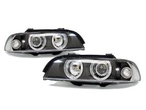 1997-2000 Bmw E39 5 Series DEPO Black Projector Angel Headlights + Motor + Hi/Low D2S