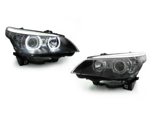 2004-2009 Bmw E60/E61 DEPO V3 Black Housing U-Ring LED Angel Headlights