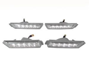 2010-2015 Chevy Camaro DEPO Clear LED White Front / White Rear Bumper Side Marker Lights