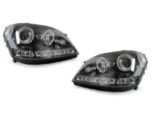 2006-2008 Mercedes W164 Ml-Class DEPO Black Projector Headlights with LED Strip