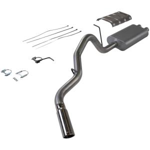 99-02 Chevy Silverado V8; 6.0L, 99-02 GMC Sierra V8; 6.0L Flowmaster American Thunder Turbo-Back Exhaust System - Single Side Exit with 50 Series Big Block Muffler