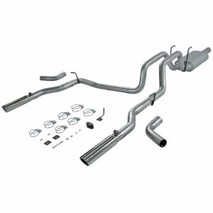 06-08 Dodge Ram Truck 1500 4.7L Non-Hemi  Flowmaster American Thunder Cat-Back Exhaust System - Dual Rear/Side Exit with Super 50 Series Muffler and 3.00 Logo Embossed Stainless tips