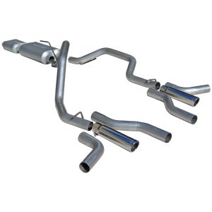 00-06 Tundra V8, 4.7L Flowmaster American Thunder Cat-Back Exhaust System - Dual Rear/Side Exit with Super 50 Series Muffler and 3 Logo Embossed Stainless tips