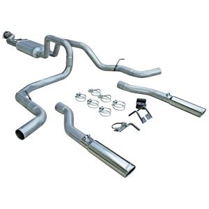 99-06 Chevrolet Silverado 1500 Standard Cab/Short Bed 4.8L/5.3L, 99-06 GMC Sierra 1500 Standard Cab/Short Bed 4.8L/5.3L Flowmaster American Thunder Cat-Back Exhaust System - Dual Rear/Side Exit with Super 50 Series Muffler