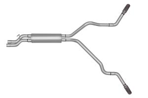 01-04 Chevrolet Silverado 6.0L / 8.1L Long Bed Short Bed, 01-04 GMC Sierra 6.0L / 8.1L Long Bed / Short Bed Gibson Exhaust Systems - Extreme Duals Style (Aluminized)