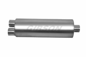 All Vehicles (Universal) Gibson® Superflow Performance Universal Round Muffler - Stainless Steel (6 in. Round, 2.5 in. Offset Inlet/Outlet, 19 in. Long)