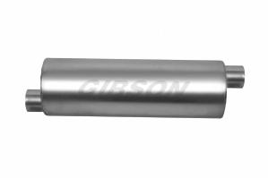 All Vehicles (Universal) Gibson® Superflow Performance Universal Round Muffler - Stainless Steel (8 in. Round, 3.5 in. Offset Inlet/Outlet, 24 in. Long)