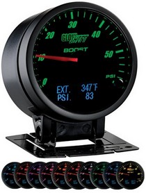 All Cars (Universal), All Jeeps (Universal), All Muscle Cars (Universal), All SUVs (Universal), All Trucks (Universal), All Vans (Universal) Glowshift 3-In-1 Black Face Boost and Digital EGT and Pressure Gauge