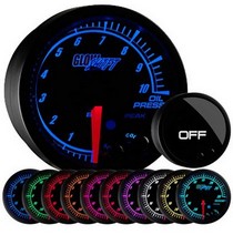 All Cars (Universal), All Jeeps (Universal), All Muscle Cars (Universal), All SUVs (Universal), All Trucks (Universal), All Vans (Universal) Glowshift Elite Ten Color Bar Oil Pressure Gauge - High and Low Warning