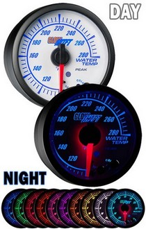 All Cars (Universal), All Jeeps (Universal), All Muscle Cars (Universal), All SUVs (Universal), All Trucks (Universal), All Vans (Universal) Glowshift White Elite Ten Color Water Temperature Gauge - High and Low Warning