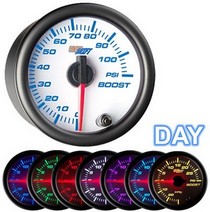 All Cars (Universal), All Jeeps (Universal), All Muscle Cars (Universal), All SUVs (Universal), All Trucks (Universal), All Vans (Universal) Glowshift White 7 Color Mechanical Boost Gauge (100 PSI)