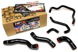 1989-1995 Toyota 4Runner 22RE Non Turbo EFI Left Hand Drive HPS Black Silicone Radiator + Heater Hose Kit Coolant - Black