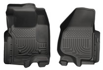 11-12 Ford F-450 Super Duty Crew  Cab Pickup, 11-12 Ford F-250 Super Duty Crew  Cab Pickup, 11-12 Ford F-350 Super Duty Crew  Cab Pickup Husky Floor Liners - Front, Black